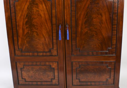 fig 3. Antique Regency Flame Mahogany Two Door Wardrobe C.1815 19th C