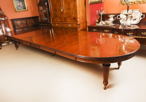 Antique 15ft Flame Mahogany Extending Dining Table by Edwards & Roberts 19c