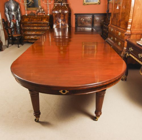 fig 1. Antique 15ft Flame Mahogany Extending Dining Table by Edwards & Roberts 19C