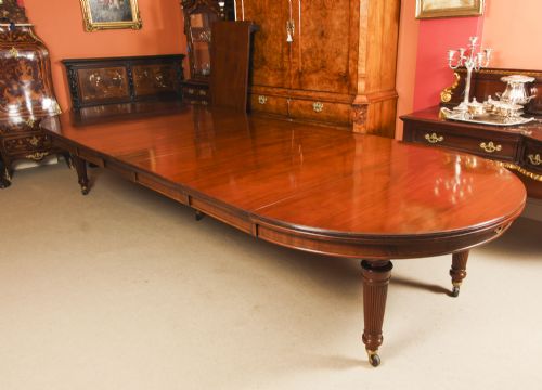 fig 2. Antique 15ft Flame Mahogany Extending Dining Table by Edwards & Roberts 19C