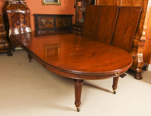 fig 3. Antique 15ft Flame Mahogany Extending Dining Table by Edwards & Roberts 19C