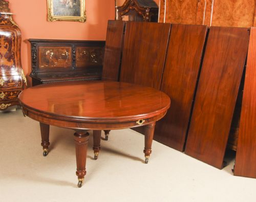 fig 6. Antique 15ft Flame Mahogany Extending Dining Table by Edwards & Roberts 19C