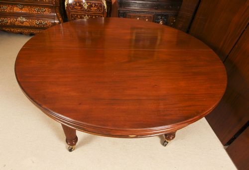 fig 9. Antique 15ft Flame Mahogany Extending Dining Table by Edwards & Roberts 19C