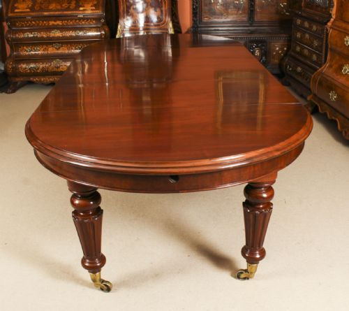 fig 1. Antique 10ft Victorian Flame Mahogany Extending Dining Table 19thC