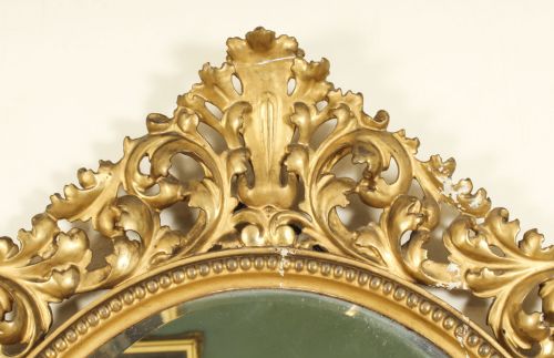ANTIQUE OVAL FLORENTINE GILTWOOD MIRROR 19TH CENTURY 120X92CM - ADDITIONAL PHOTO 1