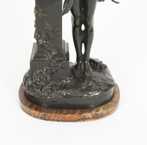 fig 5. Antique Victorian Bronze Sculpture of Cupid & Column Paul Ponsard 19th Century