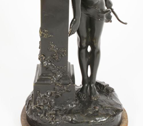 fig 6. Antique Victorian Bronze Sculpture of Cupid & Column Paul Ponsard 19th Century