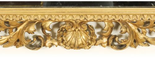fig 3. Antique Italian Giltwood Florentine Overmantle Mirror 19th Century - 86x102cm