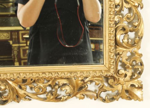 fig 4. Antique Italian Giltwood Florentine Overmantle Mirror 19th Century - 86x102cm