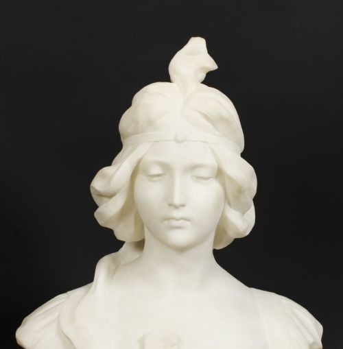 fig 2. Antique French Art Nouveau Alabaster Portrait Bust 19th C