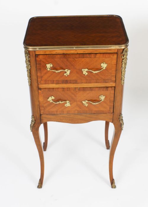 fig 4. Antique Pair French Bois de Violette Parquetry Bedside Cabinets 19th Century