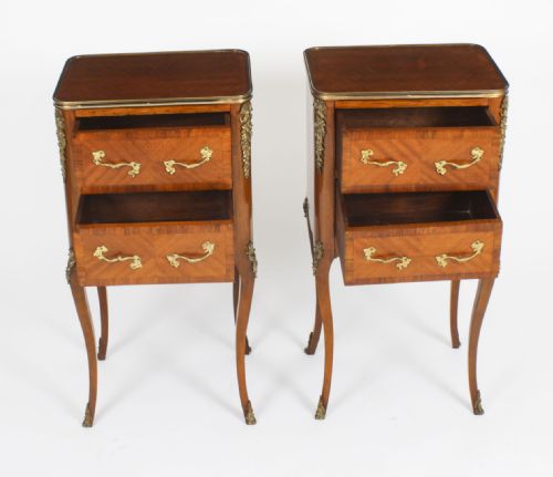 fig 5. Antique Pair French Bois de Violette Parquetry Bedside Cabinets 19th Century
