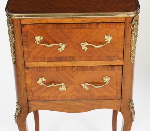 fig 7. Antique Pair French Bois de Violette Parquetry Bedside Cabinets 19th Century