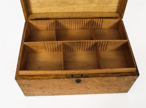 ANTIQUE VICTORIAN BRASS BOUND OAK CIGAR HUMIDOR 19TH CENTURY - ADDITIONAL PHOTO 8