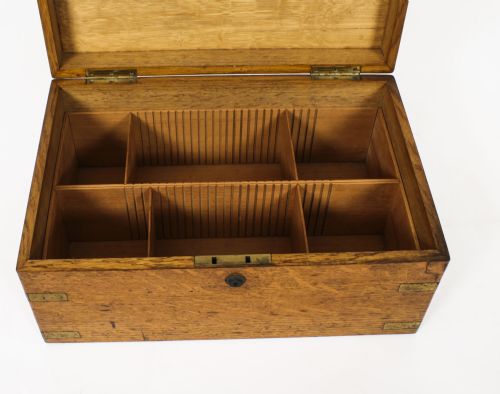 ANTIQUE VICTORIAN BRASS BOUND OAK CIGAR HUMIDOR 19TH CENTURY - ADDITIONAL PHOTO 9
