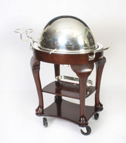 fig 1. Antique Art Deco Drakes Silver Plated Beef Carving Trolley C1930