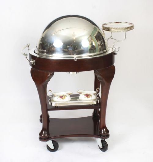 fig 2. Antique Art Deco Drakes Silver Plated Beef Carving Trolley C1930