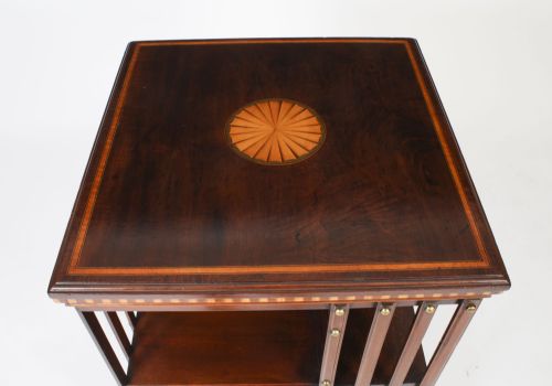 fig 3. Antique Edwardian Revolving Bookcase Flame Mahogany c.1900