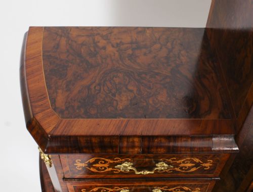 fig 3. Antique Victorian Burr Walnut & Marquetry Bonheur Du Jour Desk 19th C