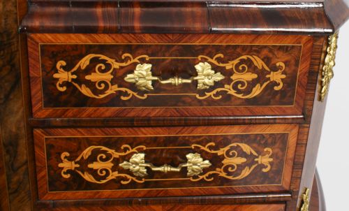 fig 6. Antique Victorian Burr Walnut & Marquetry Bonheur Du Jour Desk 19th C
