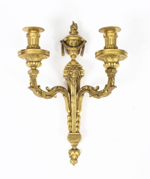fig 2. Antique Pair Regency Revival Ormolu Wall Lights Appliques Mid 19th C