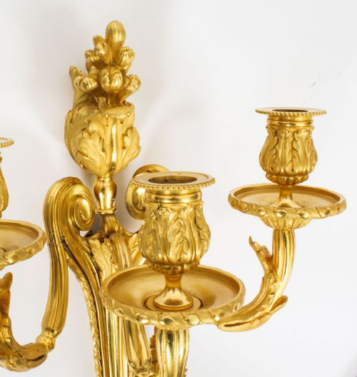 ANTIQUE ADAM REVIVAL PAIR DECORATIVE TRIPLE BRANCH WALL LIGHTS 19TH C - ADDITIONAL PHOTO 9