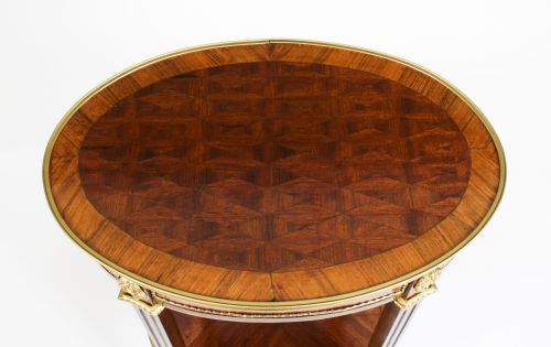 fig 2. Antique French Walnut Parquetry Oval Occasional Side Table 19th C