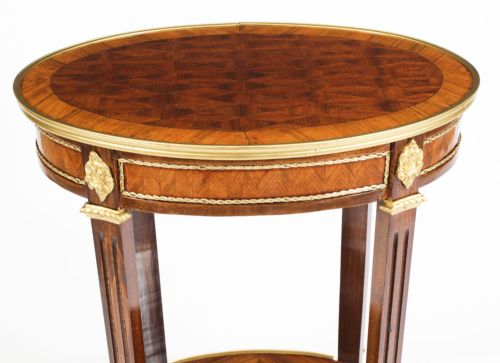 fig 5. Antique French Walnut Parquetry Oval Occasional Side Table 19th C