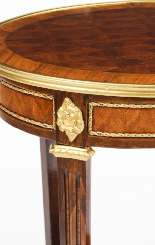 fig 6. Antique French Walnut Parquetry Oval Occasional Side Table 19th C