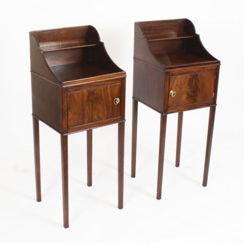 Antique Pair English Georgian Bedside Cabinets C1820 19th C