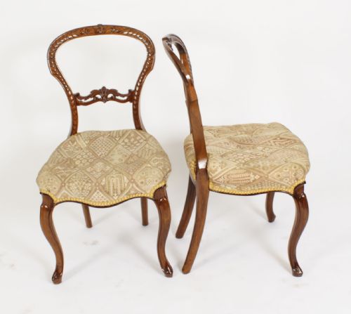 fig 1. Antique Set of 6 Victorian Walnut Cabriole Dining Chairs 19th C