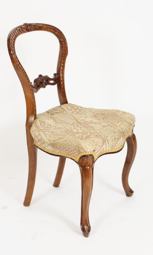 fig 2. Antique Set of 6 Victorian Walnut Cabriole Dining Chairs 19th C