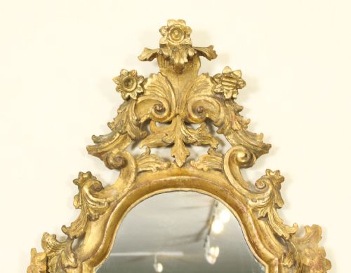 fig 3. Antique Pair Florentine Rococo Giltwood Mirrors 19th Century 77x42cm
