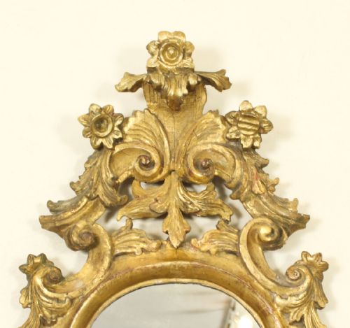 fig 4. Antique Pair Florentine Rococo Giltwood Mirrors 19th Century 77x42cm