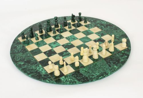 Antique Malachite & Carrara Marble Chess Board C.1920 20th C