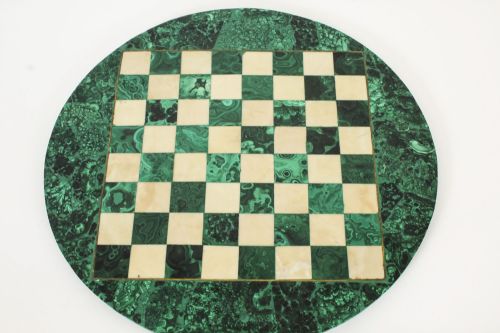 fig 3. Antique Malachite & Carrara Marble Chess Board c.1920 20th C