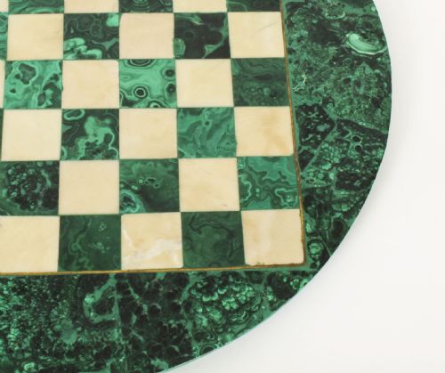 fig 5. Antique Malachite & Carrara Marble Chess Board c.1920 20th C