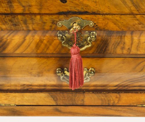 fig 4. Antique Victorian Burr Walnut Table Top Jewellery Collectors Cabinet C1880