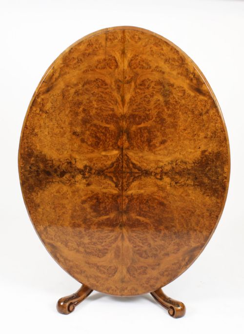 fig 2. Antique Burr Walnut Oval Coffee Table Circa 1860 19th Century