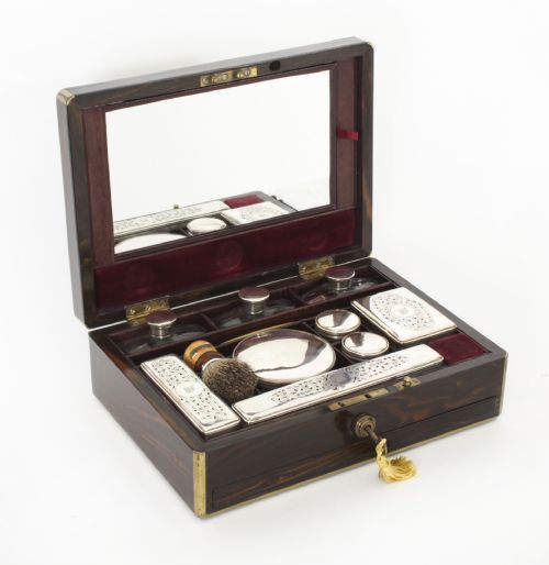 fig 1. Antique Victorian Coromandel Gentleman's Travelling Vanity Case 19th C