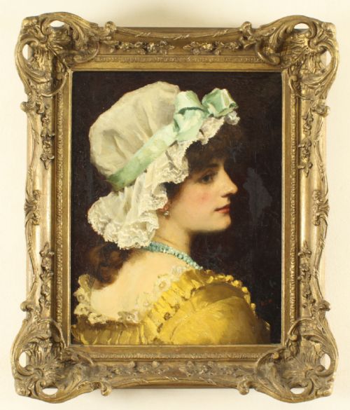 Antique Oil on Canvas Portrait Painting by Robert James Gordon Rba Late 19th C