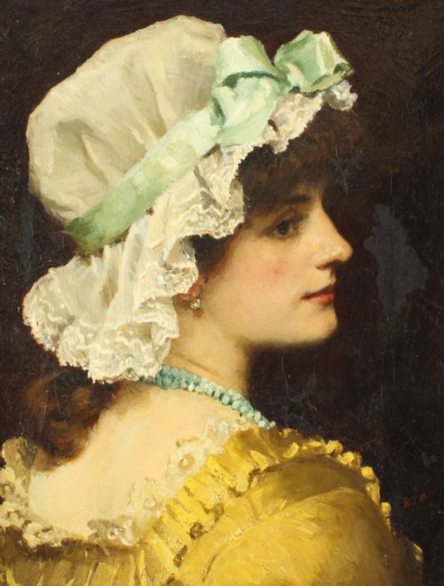 fig 1. Antique Oil on Canvas Portrait Painting by Robert James Gordon RBA Late 19th C