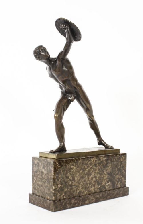 fig 2. Antique French Grand Tour Ormolu Bronze Model of Borghese Gladiator 19thC