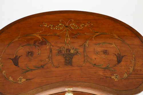 fig 2. Antique English Marquetry Kidney Shaped Occasionally Tables 19th C