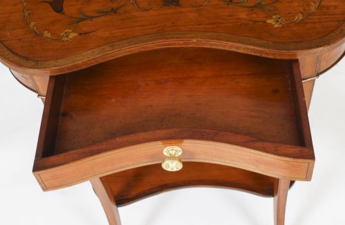 fig 7. Antique English Marquetry Kidney Shaped Occasionally Tables 19th C