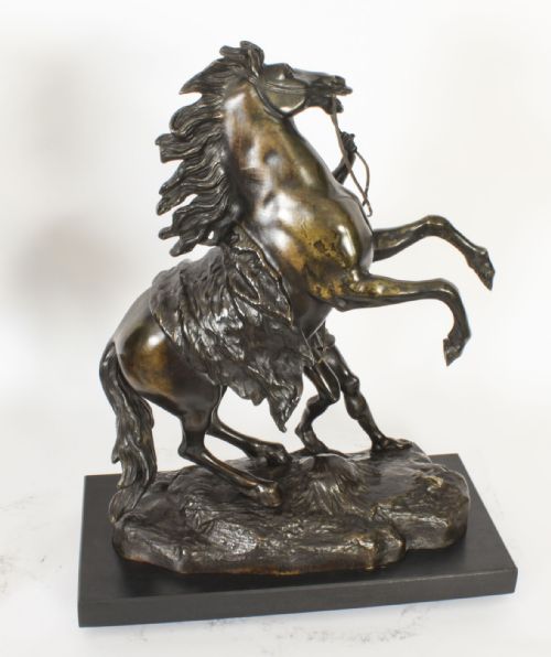 fig 2. Antique Pair of French Grand Tour Bronze Marly Horses Sculptures 19th C
