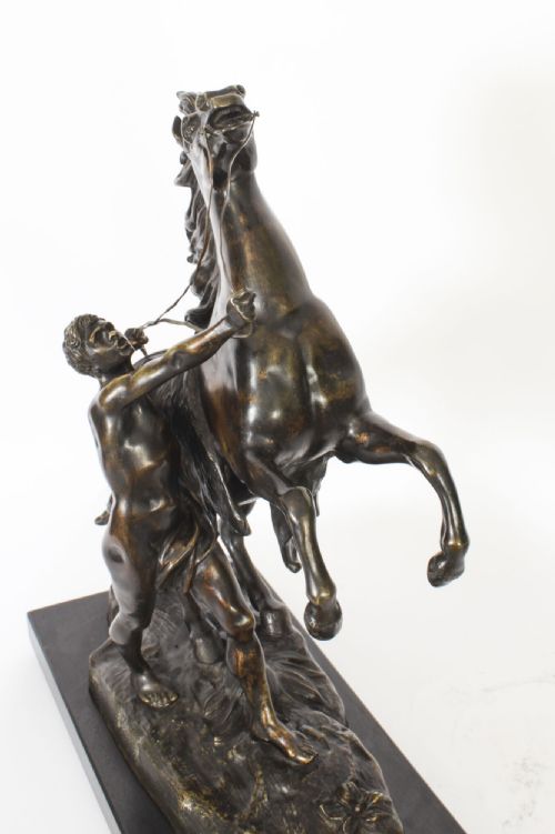 fig 4. Antique Pair of French Grand Tour Bronze Marly Horses Sculptures 19th C
