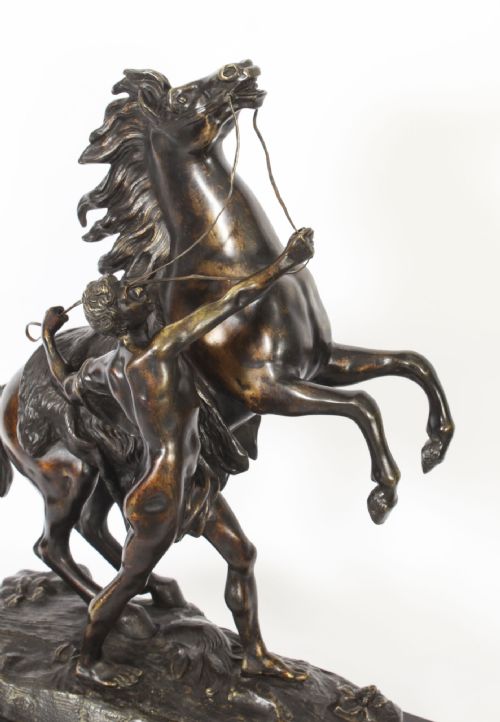 fig 5. Antique Pair of French Grand Tour Bronze Marly Horses Sculptures 19th C
