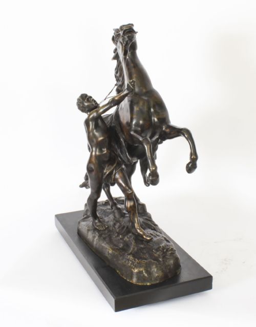 fig 6. Antique Pair of French Grand Tour Bronze Marly Horses Sculptures 19th C
