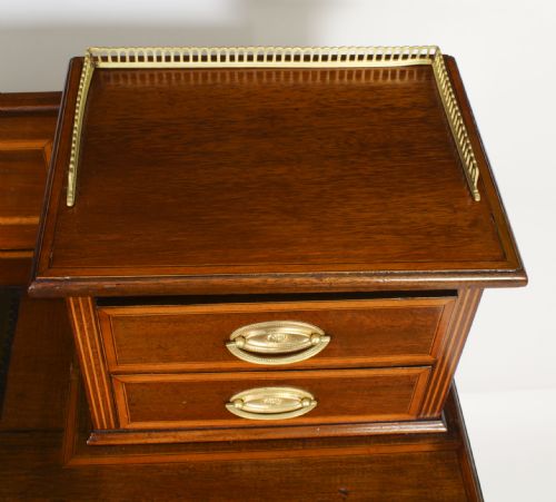 ANTIQUE VICTORIAN INLAID MAHOGANY PEDESTAL DESK 19TH C - ADDITIONAL PHOTO 5